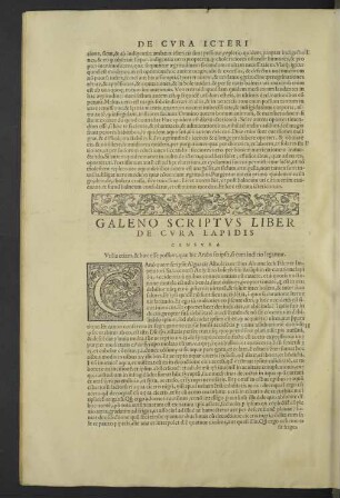 Galeno scriptus liber de cura lapidis censura