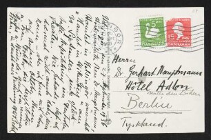 Brief von Carl F. W. Behl an Margarete Hauptmann