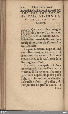 Du Pais Nivernois Et De La Ville De Neuers