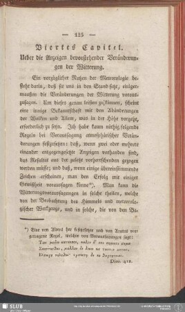 Viertes Capitel. Ueber die Anzeigen bevorstehender Veränderungen der Witterung