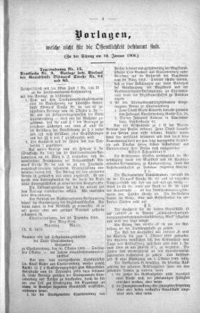 Vorlagen welche nicht für die Oeffentlichkeit bestimmt sind. (1,2,3,7), 10. Januar 1906