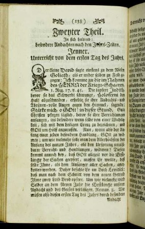Zweyter Theil. In sich haltend: besondere Andachten nach den Jahrs-Zeiten