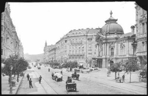 Budapest. Lustspieltheater (1896) : Budapest. Leopoldring und Lustspieltheater (1896; Ferdinand Fellner der Jüngere, Hermann Helmer) in der Leopoldstadt