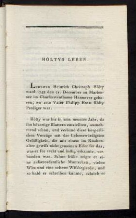 Höltys Leben
