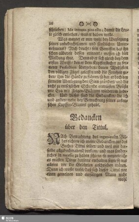 Gedancken über den Tittul