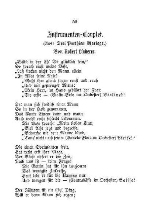 Instrumenten-Couplet (Aus: Drei Parthien Mariage), von Robert Linderer