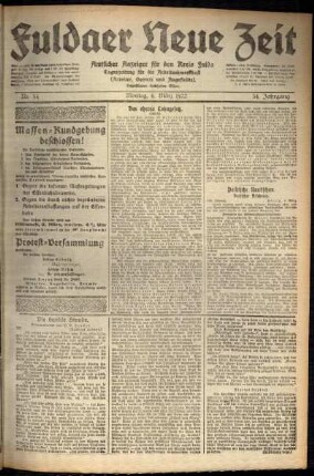 Ausgabe vom Montag, den 06. März 1922.