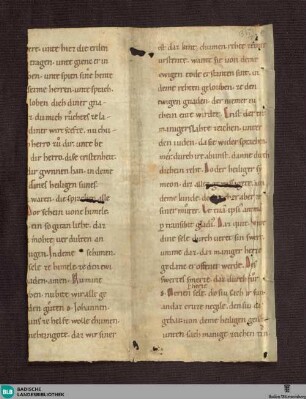 Predigten, dt., Fragment - Cod. Donaueschingen B VI 8
