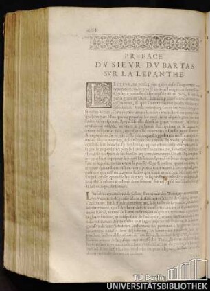 Preface Du Sieur Du Bartas Sur La Lepanthe.
