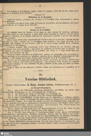 III. Vereins-Bibliothek