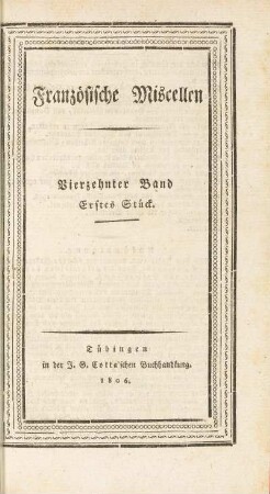 14.1806: Französische Miscellen