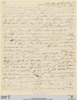 Brief von Achim von Arnim an Clemens Brentano