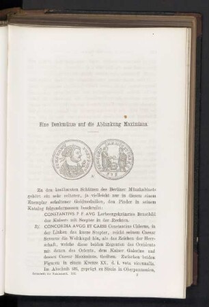 Eine Denkmünze auf die Abdankung Maximians