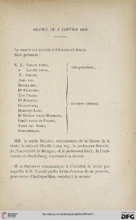 Séance du 9 janvier 1891