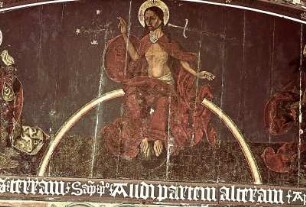 Christus als Weltenrichter mit Maria, Johannes, Jakobus d. Ä. und Moses