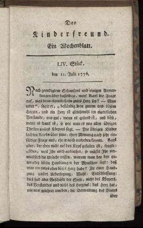 LIV. Stück, den 15. Julii 1776
