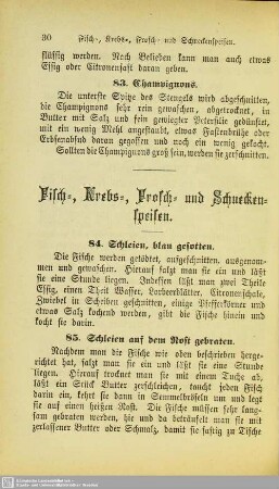 Fisch-, Krebs-, Frosch- und Schneckenspeisen