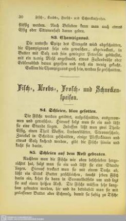 Fisch-, Krebs-, Frosch- und Schneckenspeisen