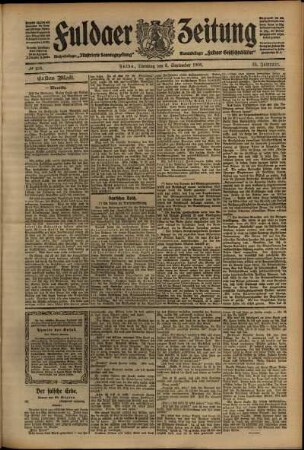 Erste Ausgabe vom Dienstag, den 08. September 1908.