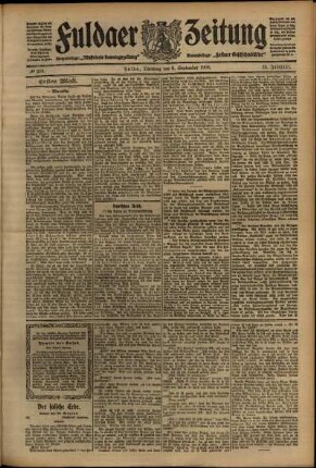 Erste Ausgabe vom Dienstag, den 08. September 1908.