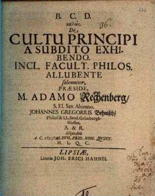 De cultu principi a subdito exhibendo