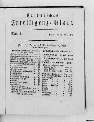 Num. 8, Ausgabe vom 25. Febr. 1814