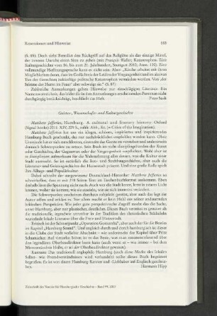 Rezensionen und Hinweise: Geistes-, Wissenschafts- und Kulturgeschichte