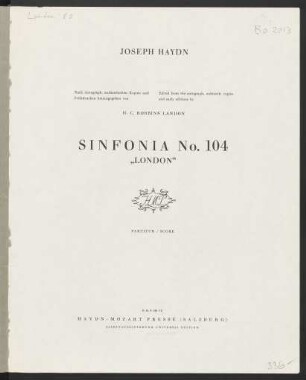 Sinfonia No. 104 : "London"