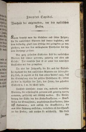 Zweytes Capitel. Vortheile der eingeimpften, vor den natürlichen Pocken.