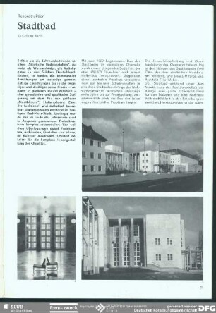 Stadtbad : Freizeit + Formgestaltung