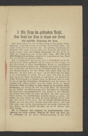I. Die Frau im geltenden Recht