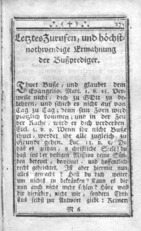 Letztes Zurufen der Bußprediger.