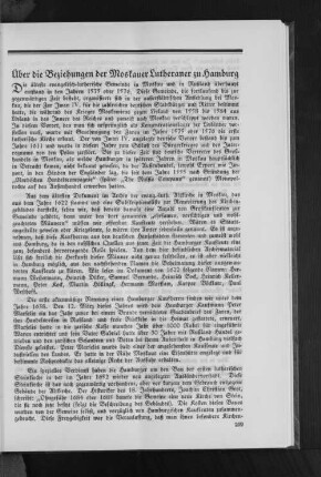 Über die Beziehungen der Moskauer Lutheraner zu Hamburg