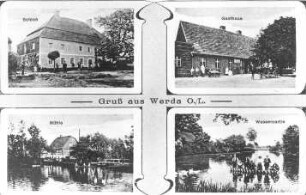Rietschen-Werda. Ehem. Mühle u.a. Ortsansichten, Ansichtskarte um 1910, Repro (RA Görlitz Postkartensammlung)