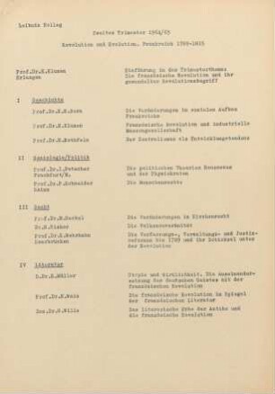Zweites Trimester 1964/65