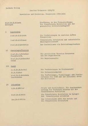 Zweites Trimester 1964/65