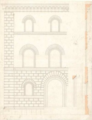 Gärtner, Friedrich von; München, Ludwigstr.; Staatsbibliothek - Fassade (Teilansicht, Schnitte)