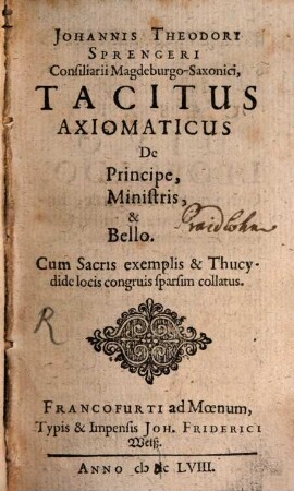 Tacitus axiomaticus de principe