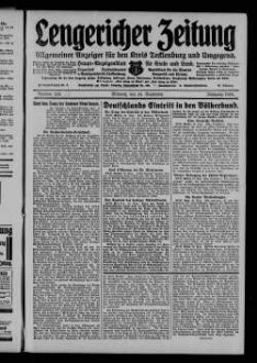 Lengericher Zeitung : allgemeiner Anzeiger für den Kreis Tecklenburg und Umgegend : Amtsblatt für die Aemter Lengerich und Lienen in Westfalen : Haupt-Anzeigenblatt für Stadt und Land : Organ des Landratsamtes und Amtsgericht in Tecklenburg : unabhängige Tageszeitung für die Orte Lengerich, Hohne, Tecklenburg, Ladbergen, Lienen, Kattenvenne, Natrup-Hagen, Brochterbeck, Westerkappeln, Leeden und Ledde