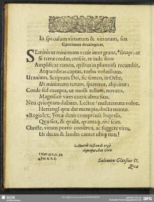 In speculum virtutum & vitiorum, seu Conciones decalogicas ...