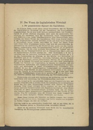 IV. Das Wesen der kapitalistischen Wirtschaft