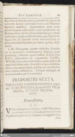 Propositio Sexta. Theologia Pseudorthodoxa, inprimis Schelwigiana, speciatim Est Pelagiana, Et Facit Pelagianos