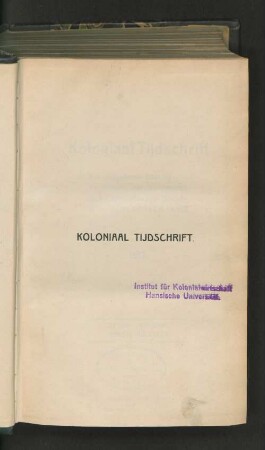 6.1917, Eerste Halfjaar: Koloniaal tijdschrift