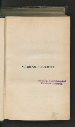 6.1917, Eerste Halfjaar: Koloniaal tijdschrift
