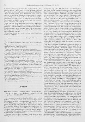 593-595 [Rezension] Ben-Ḥorin, Shalom, Theologia Judaica