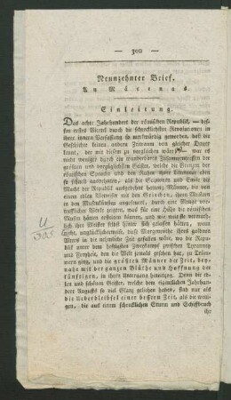 Neunzehnter Brief. An Mäcenas.