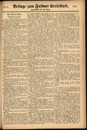 Zweite Ausgabe vom Samstag, den 30. April 1898.