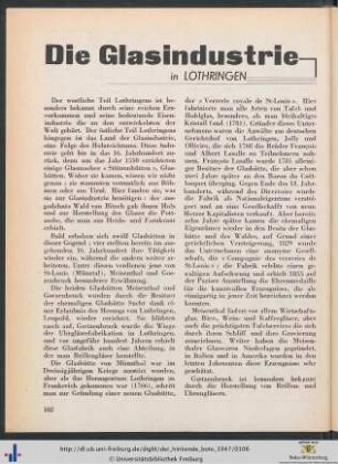 Die Glasindustrie in Lothringen.