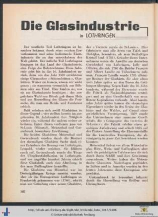 Die Glasindustrie in Lothringen.