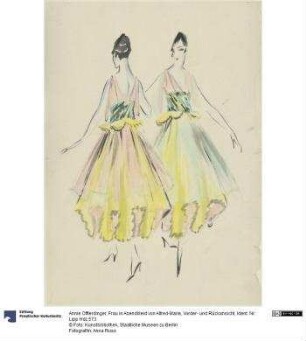 Frau in Abendkleid von Alfred-Marie, Vorder- und Rückansicht